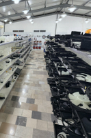 Showroom displaying radiator cooling fan assemblies and motors
