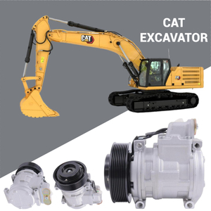 10PA15C AC Compressor 24V for Caterpillar 345B Excavator; PV8 140mm Pulley; Direct Mount; Heavy equipment wholesale part.