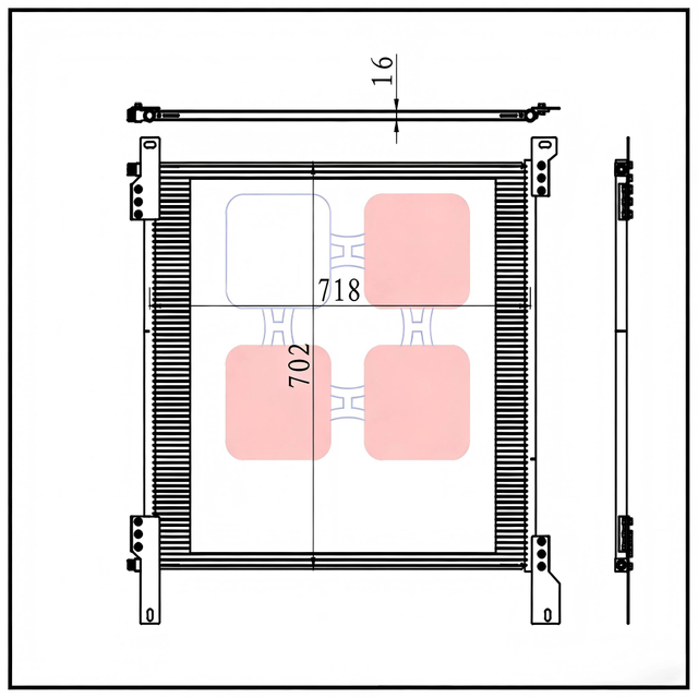 1803809 1804454 Peterbilt Condenser; Direct replacement for multiple OE numbers; Commercial B2B cooling stock.