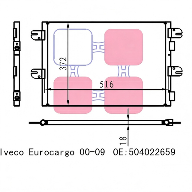 Wholesale 504022659 AC Condenser fits IVECO Eurocargo 2000-2009; Premium truck cooling parts for global B2B importers.