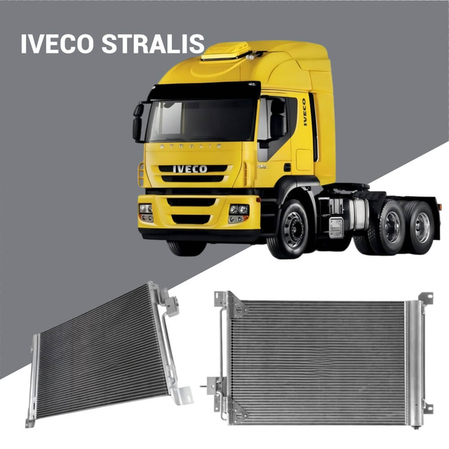AC Condenser for Iveco Stralis; Replacement for Hella 8FC 351 317-631; Heavy-duty truck HVAC wholesale component.