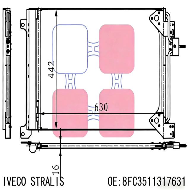 Wholesale Iveco Stralis AC Condenser; Fits Hella 8FC 351 317-631; Quality-tested cooling part for B2B truck part importers.
