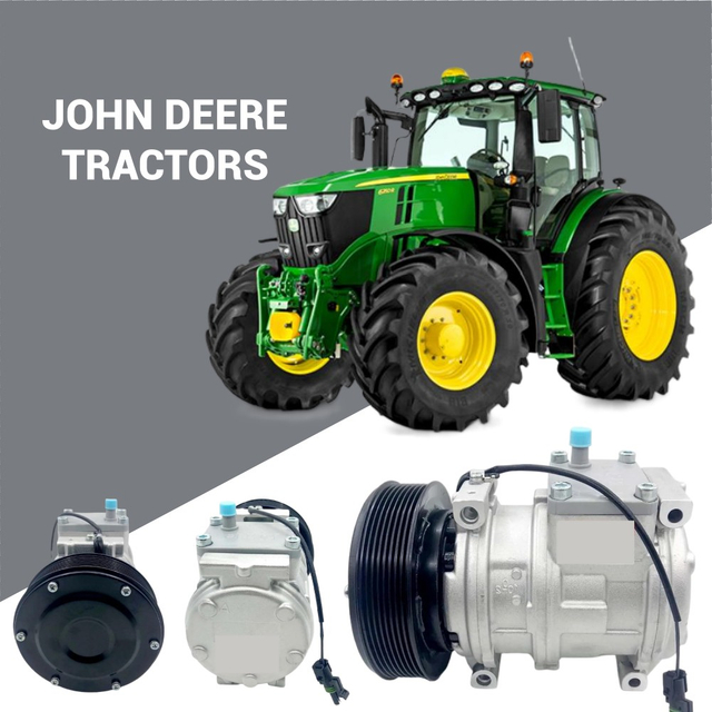 New 10PA17C AC Compressor for John Deere Tractor; OE quality replacement for wholesale export inventory; 12V PV8