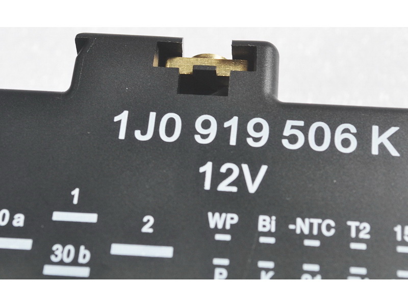 OEM-style replacement 1J0919506K cooling fan control unit showcasing plug and mounting design