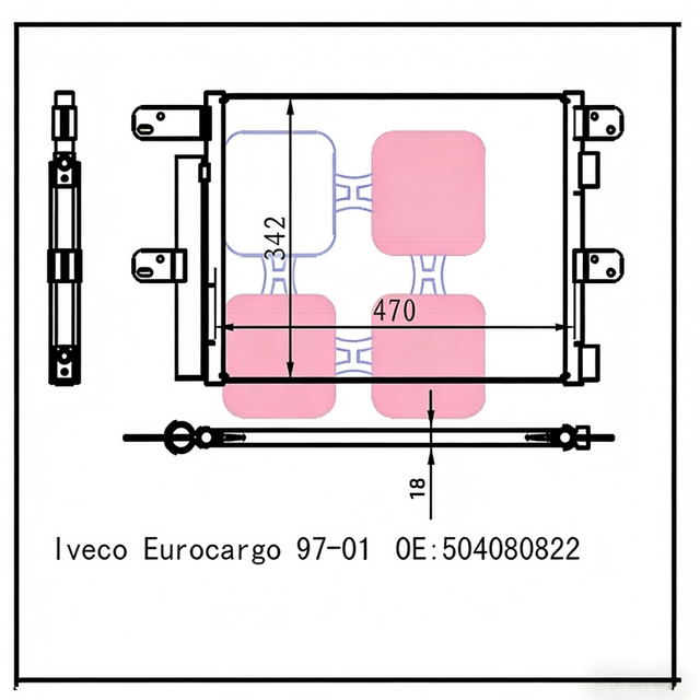 Wholesale IVECO Eurocargo AC Condenser 504080822; OE quality for Nissens 940096; Durable B2B truck HVAC stock