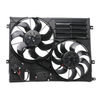 7N0121207A VW Sharan II Dual Radiator Cooling Fan Assembly; Brushless Motor, OE Replacement.