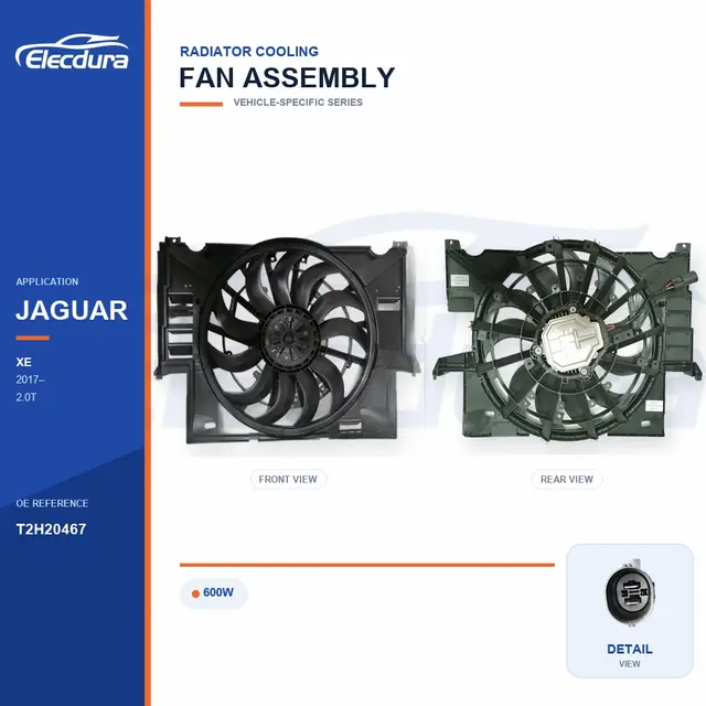 Radiator Cooling Fan Assembly for Jaguar XE 600W T2H20467 Bulk Supply