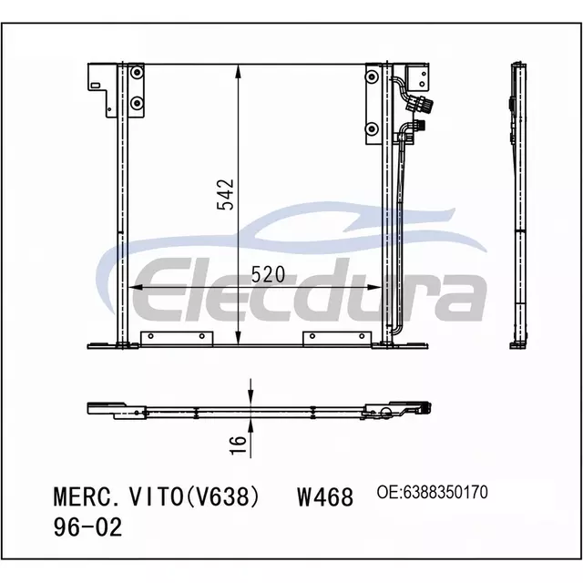6388350170 Mercedes-Benz Vito W638 1996-2002 A/C Condenser