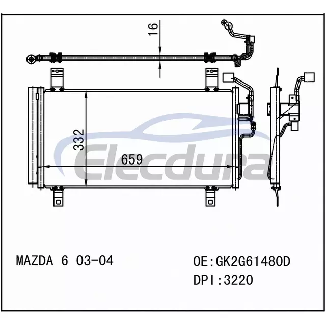 GK2G61480J Mazda 6 2003-2004 A/C Condenser