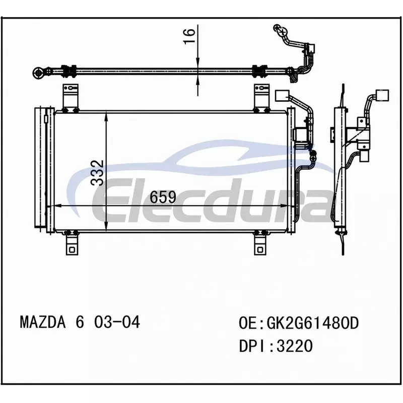 GK2G61480J Mazda 6 2003-2004 Klima Kondansat&ouml;r&uuml;