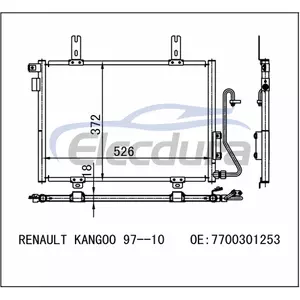 7700301253 Renault Kangoo 1997-1999 A/C Condenser 18mm Core