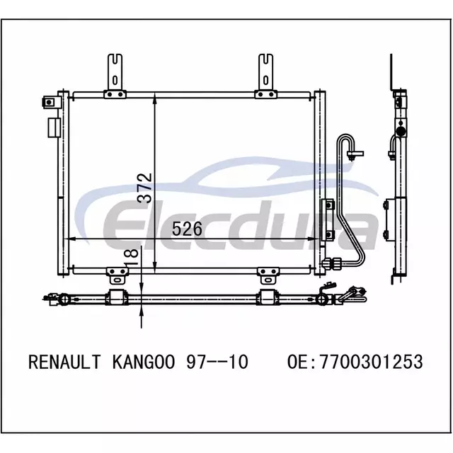 7700301253 Renault Kangoo 1997-1999 A/C Condenser 18mm Core