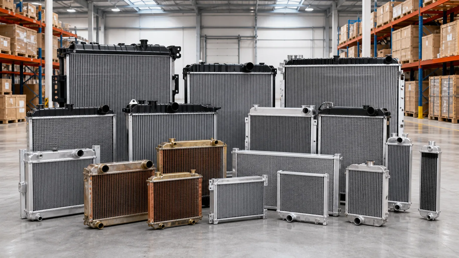 Truck and bus radiator lineup for Romanian fleet parts sourcing with aluminium and copper-brass constructions