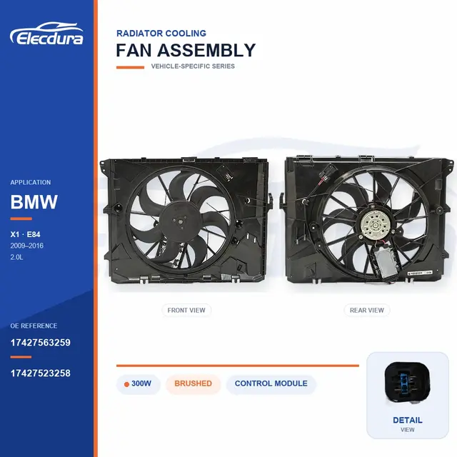 Radiator Cooling Fan Assembly for BMW E84 300W 17427563259 Bulk Supply