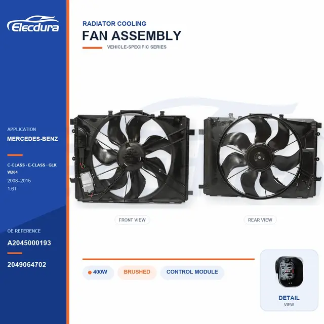 Radiator Cooling Fan Assembly for Mercedes-Benz W204 400W A2045000193 Bulk Supply