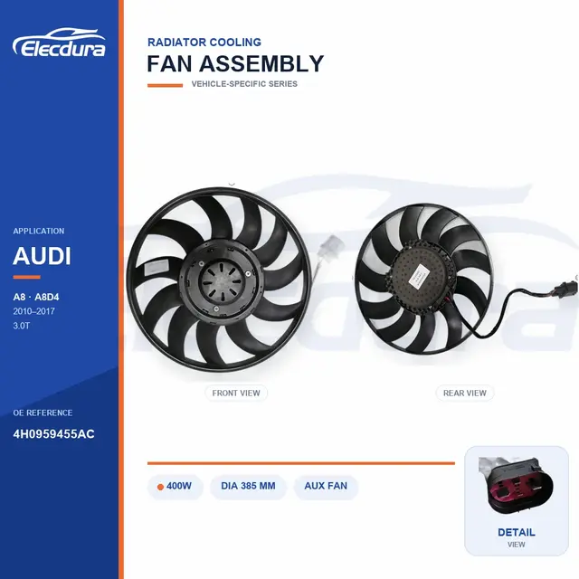 Radiator Cooling Fan for Audi A8 D4 400W 4H0959455AC Bulk Supply