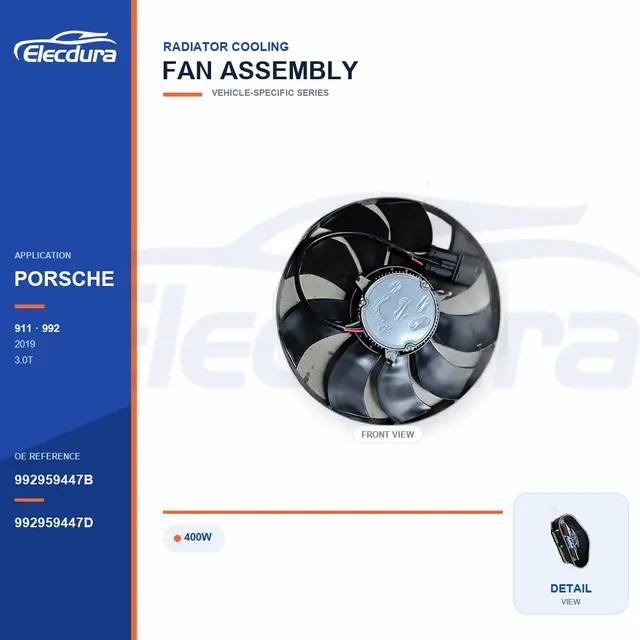 Radiator Cooling Fan for Porsche 992 / 911 400W 992959447B Bulk Supply