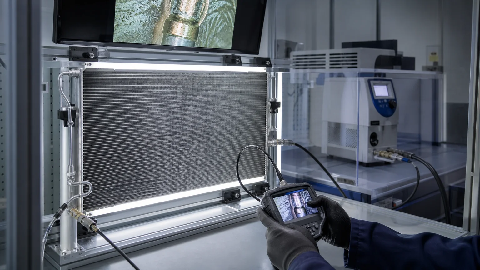 AC condenser brazing and leak inspection for Eastern Europe supply