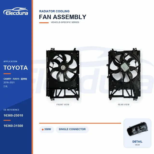 Radiator Cooling Fan Assembly for Toyota Camry / RAV4 350W 16360-25010 Bulk Supply