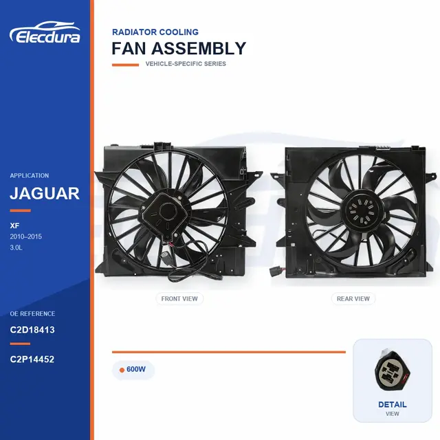 Radiator Cooling Fan Assembly for Jaguar XF / XJ-XJR 600W C2D18413 Bulk Supply