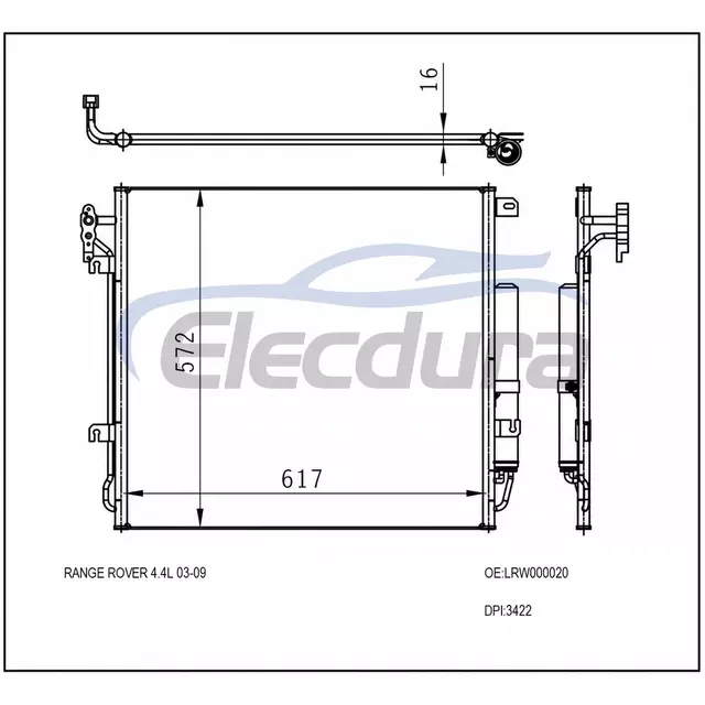 JRB500140 Land Rover Discovery 4 4 2005-2009 A/C Condenser 16mm Core
