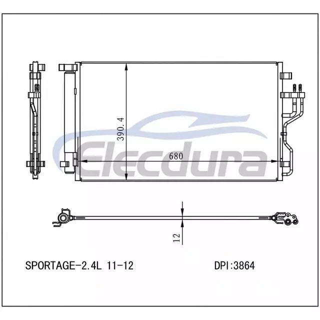 976062S500 Hyundai Tucson 2010-2012 Klima Kondansat&ouml;r&uuml; 12mm &Ccedil;ekirdek