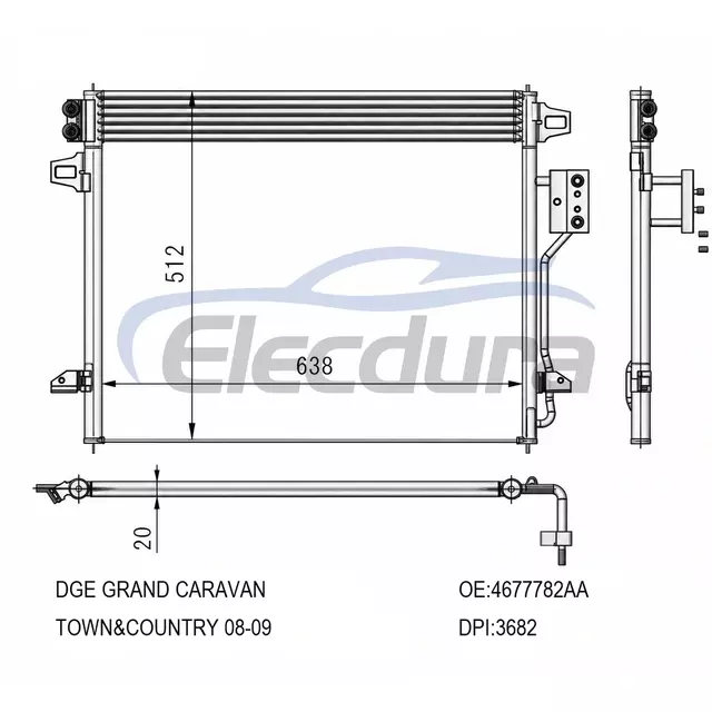 4677789AA Kondenz&aacute;tor klimatizace Dodge Grand Caravan Town&country 2008-2009