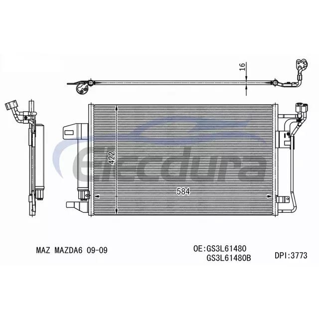 GS3L61480 Mazda 6 2009 A/C Condenser