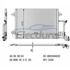 4B0260403S ออดี้ A6 1998-2005 คอนเดนเซอร์เครื่องปรับอากาศ