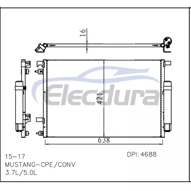 FR3Z19712B Ford Mustang 2015-2017 3.7L / 5.0L A/C Condenser Assembly