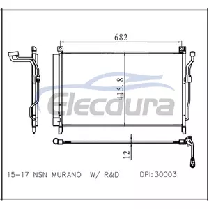 921005AA0A Nissan Murano 2015-2017 A/C Condenser with Receiver/Drier