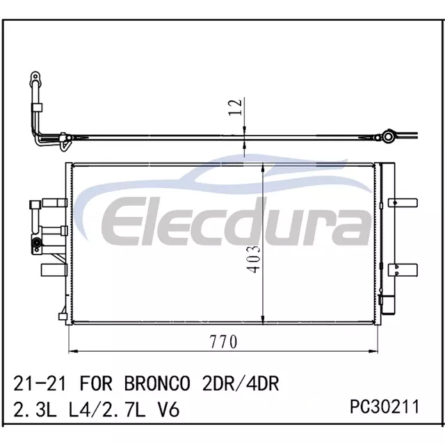 MB3Z19712A Ford Bronco 2021-2023 l&eacute;gkondicion&aacute;l&oacute; kondenz&aacute;tor egys&eacute;g