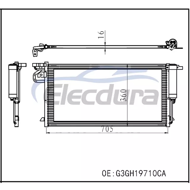 G3GH19710CA Lincoln MKZ 2017-2020 A/C-kondensator 5/8, kerne