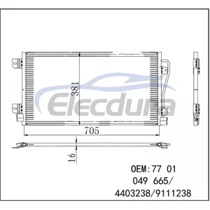 7701049665 Renault Master 1998-2003 A/C Condenser 16mm Core