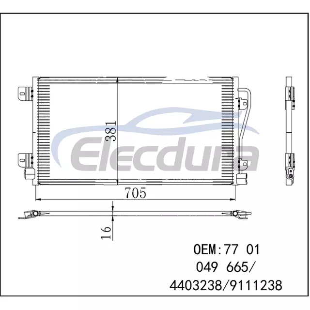 7701049665 Renault Master 1998-2003 A/C Condenser 16mm Core