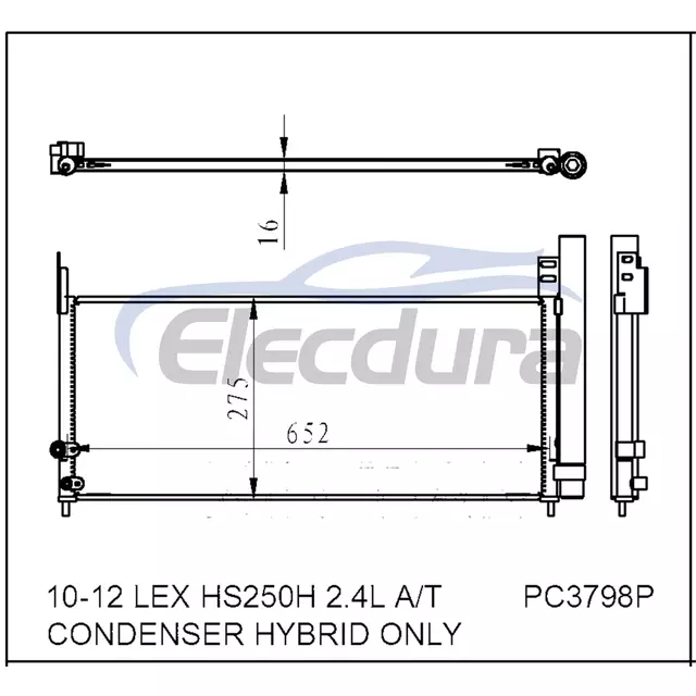 8846075010 Lexus Lex Hs250h 2 2010-2012 A/C Condenser with Receiver/Drier