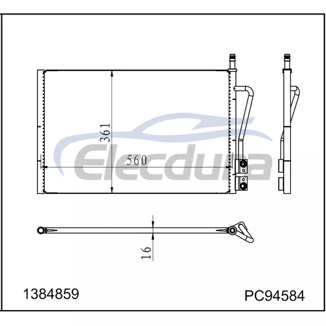 1384859 Ford Fiesta V 2005-2008 kl&iacute;makondenz&aacute;tor