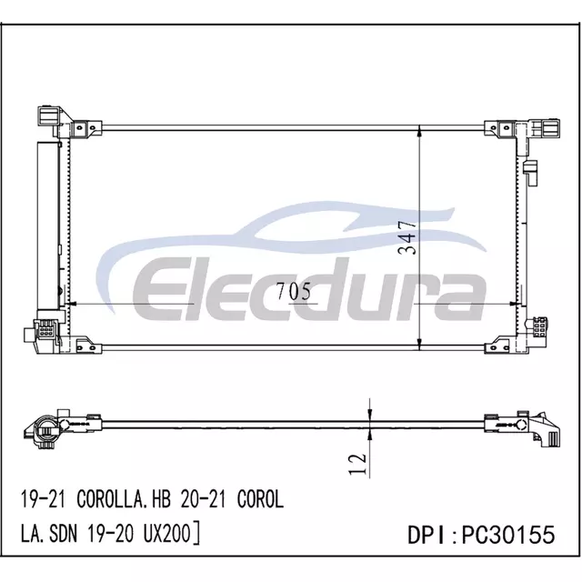 884A012010 Toyota Corolla. 2019-2021 A/C Condenser Assembly
