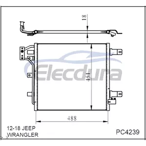68143891AA Jeep Wrangler 2012-2018 A/C Condenser 18mm Core