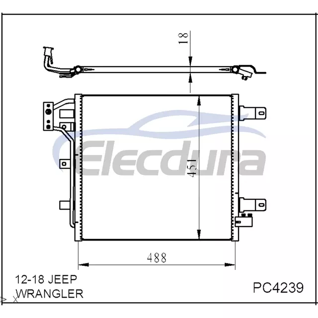 68143891AA Jeep Wrangler 2012-2018 A/C kondenz&aacute;tor 18mm j&aacute;dro
