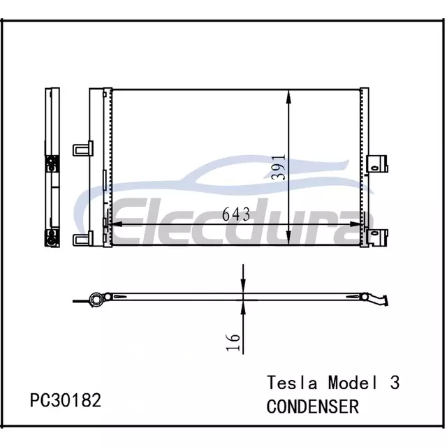 1077083-00-B Tesla Model 3 2017-2023 A/C Condenser