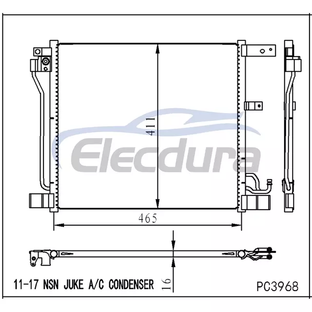 921103DD0A Nissan Juke 2011-2017 Sestava A/C kondenz&aacute;toru 16mm j&aacute;dro
