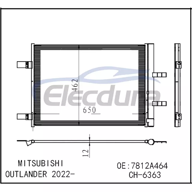 7812A464 Mitsubishi Outlander 2022+ A/C kondensatorsamling 12 mm kerne