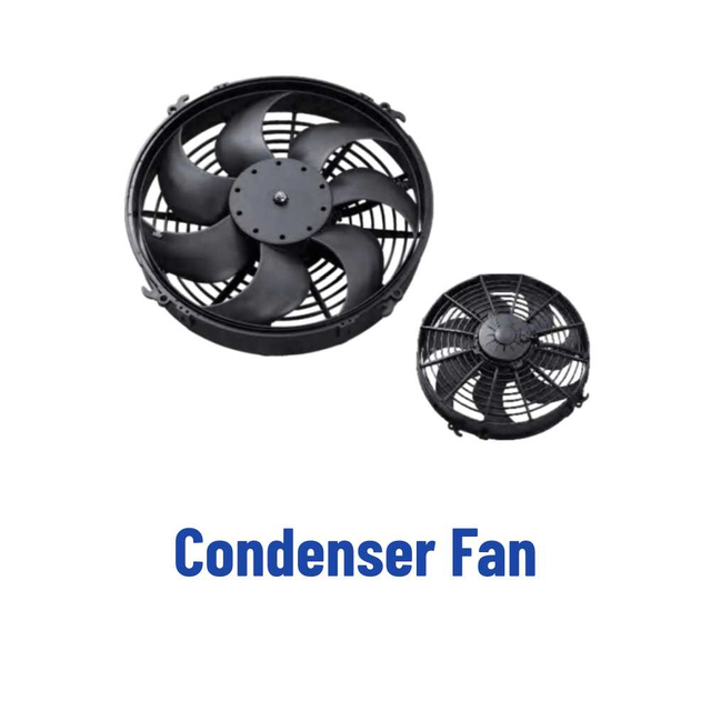 Condenser fans for automotive air conditioning cooling systems