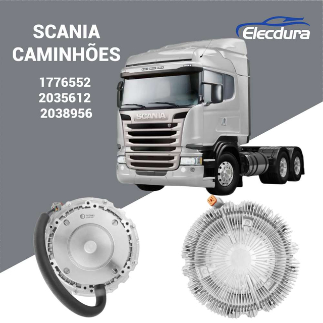 Wholesale supplier view of 1776552 electronic fan clutch for Scania P G R trucks showing 6-pin connector.