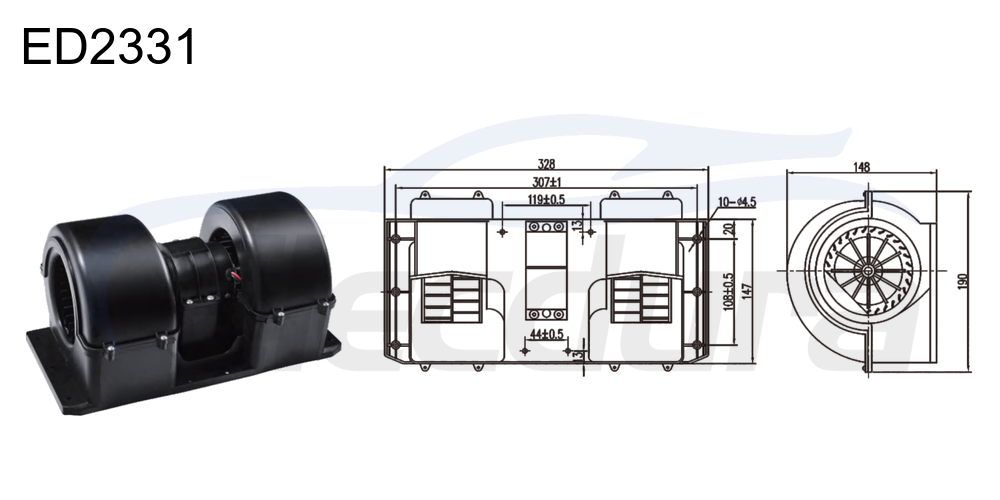 27V 430W HVAC blower motor for Shaanxi Auto Delong, 800m&sup3;/h airflow