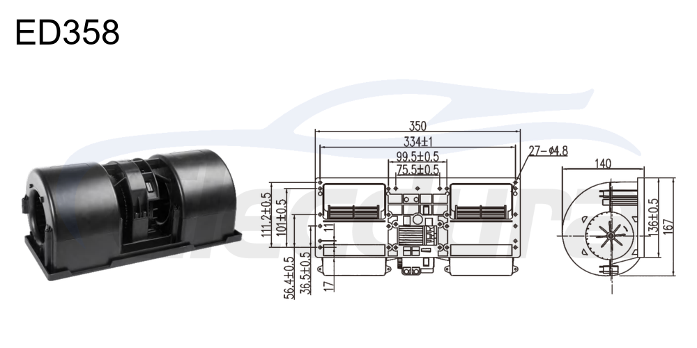 27V 430W PWM brushless blower motor, 1200m&sup3;/h airflow