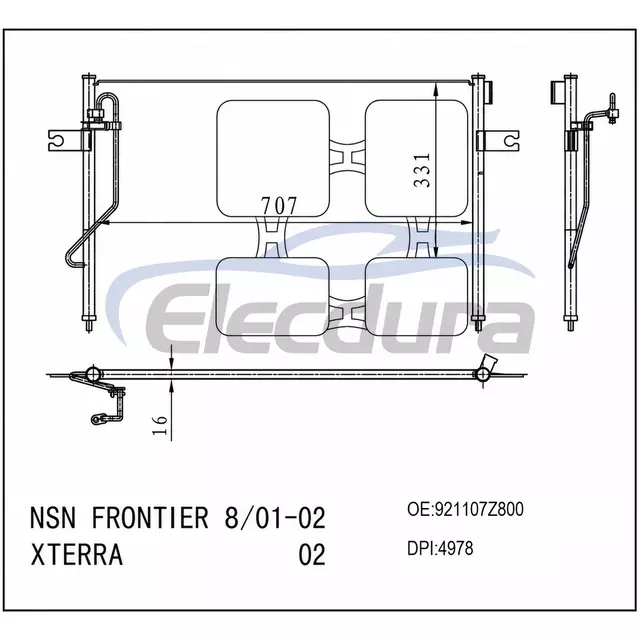 921107Z800 Nissan Frontier 2001-2002 A/C Condenser Assembly