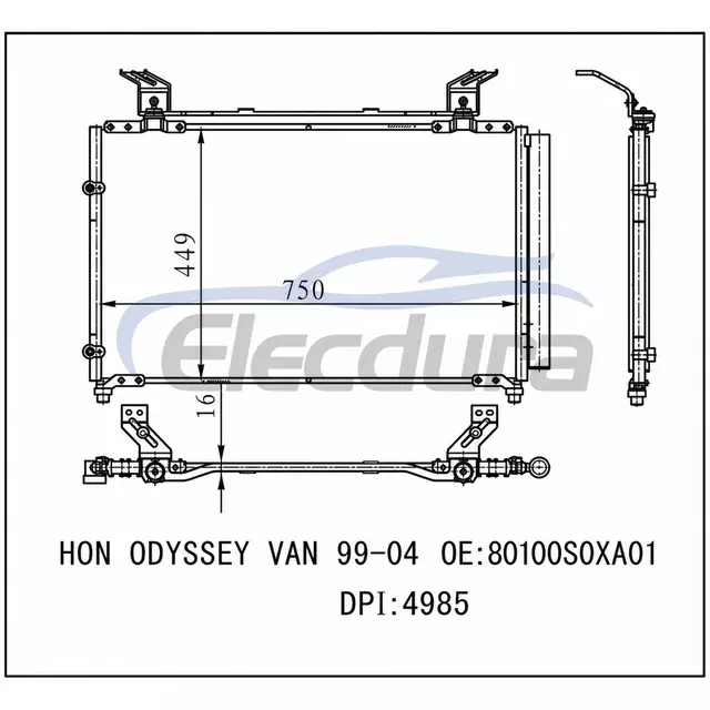 80100S0X305 Honda Odyssey Van 1999-2004 A/C Condenser Assembly