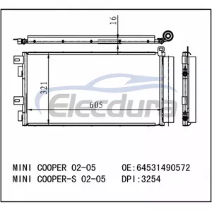 64531490572 MINI Cooper 2002-2005 A/C Condenser